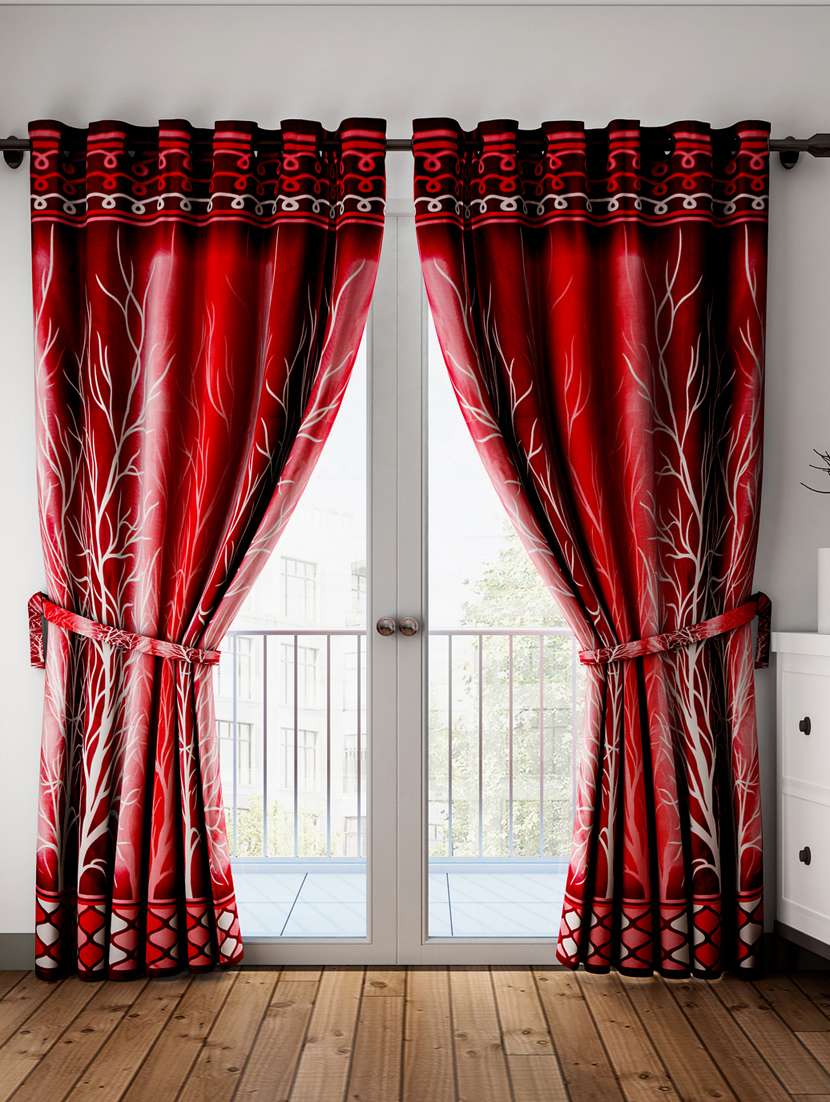 home sizzler 2 pieces maroon door curtains