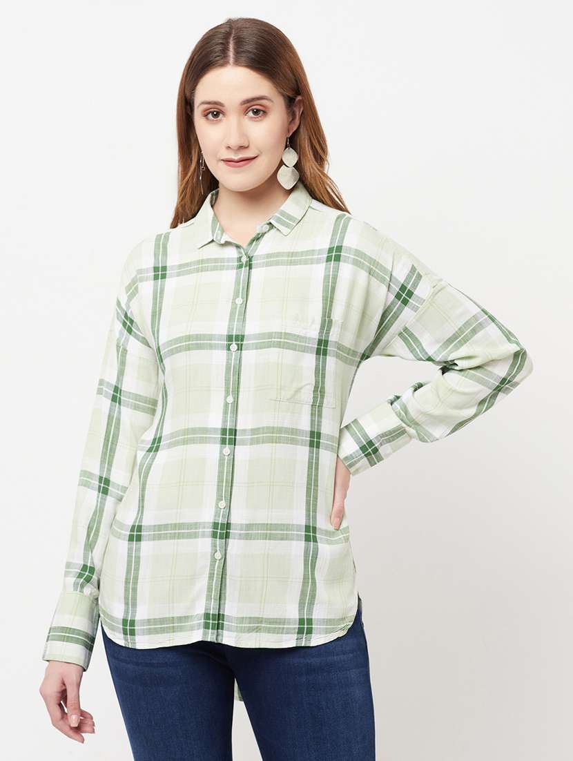curved hem checkered shirt