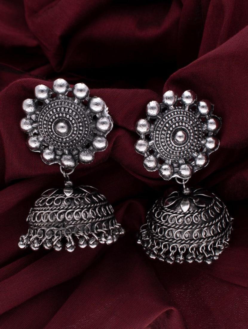 silver metal jhumka earring - 18328881 - Zoom Image - 0