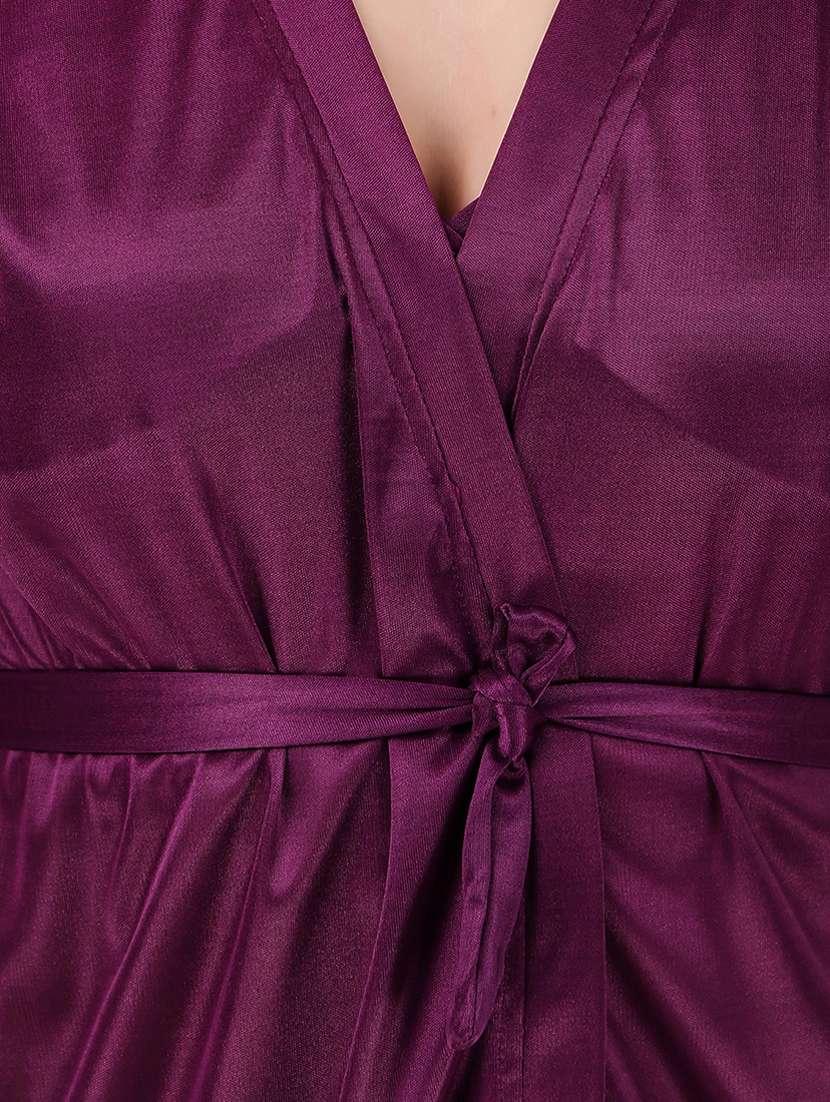 tie front lace detail robe set  - 18328985 -  Standard Image - 4