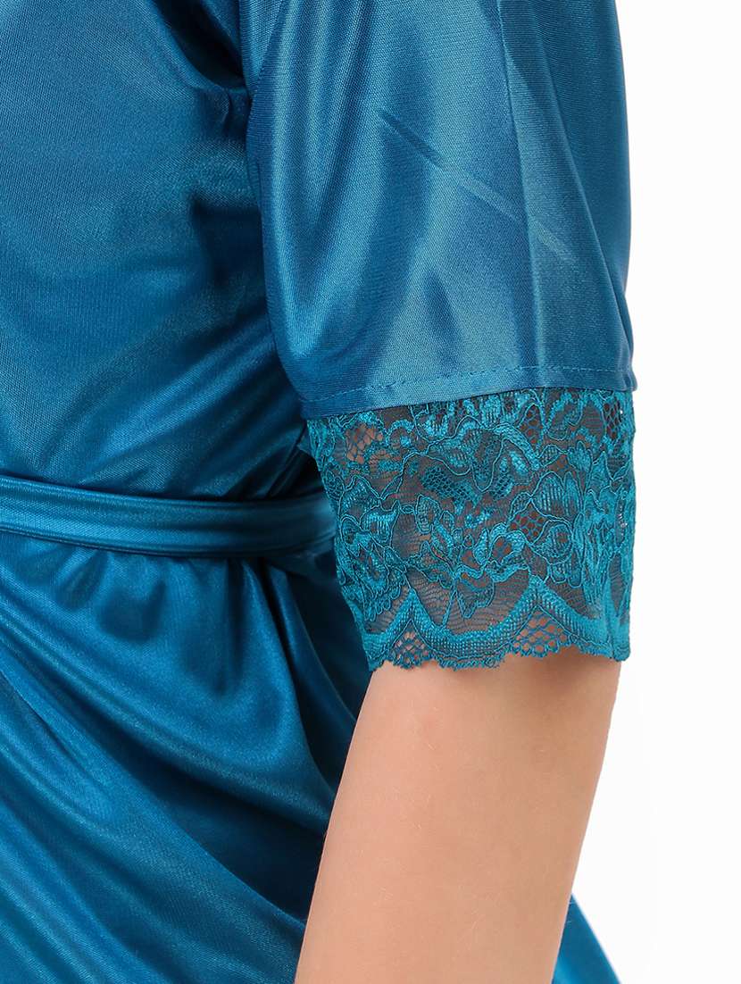 tie front lace detail robe set - 18328986 - Standard Image - 4