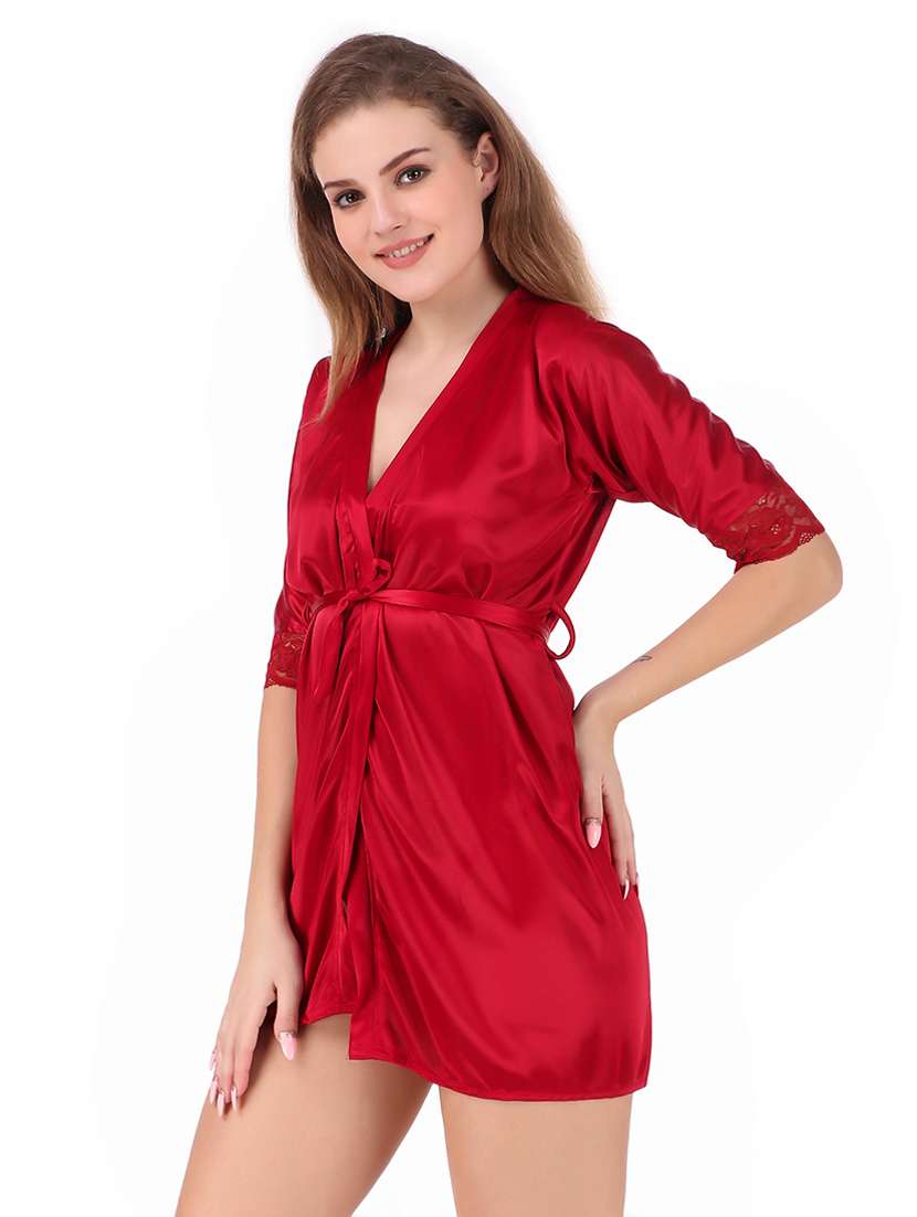 tie front lace detail nighty set  - 18328991 -  Standard Image - 1