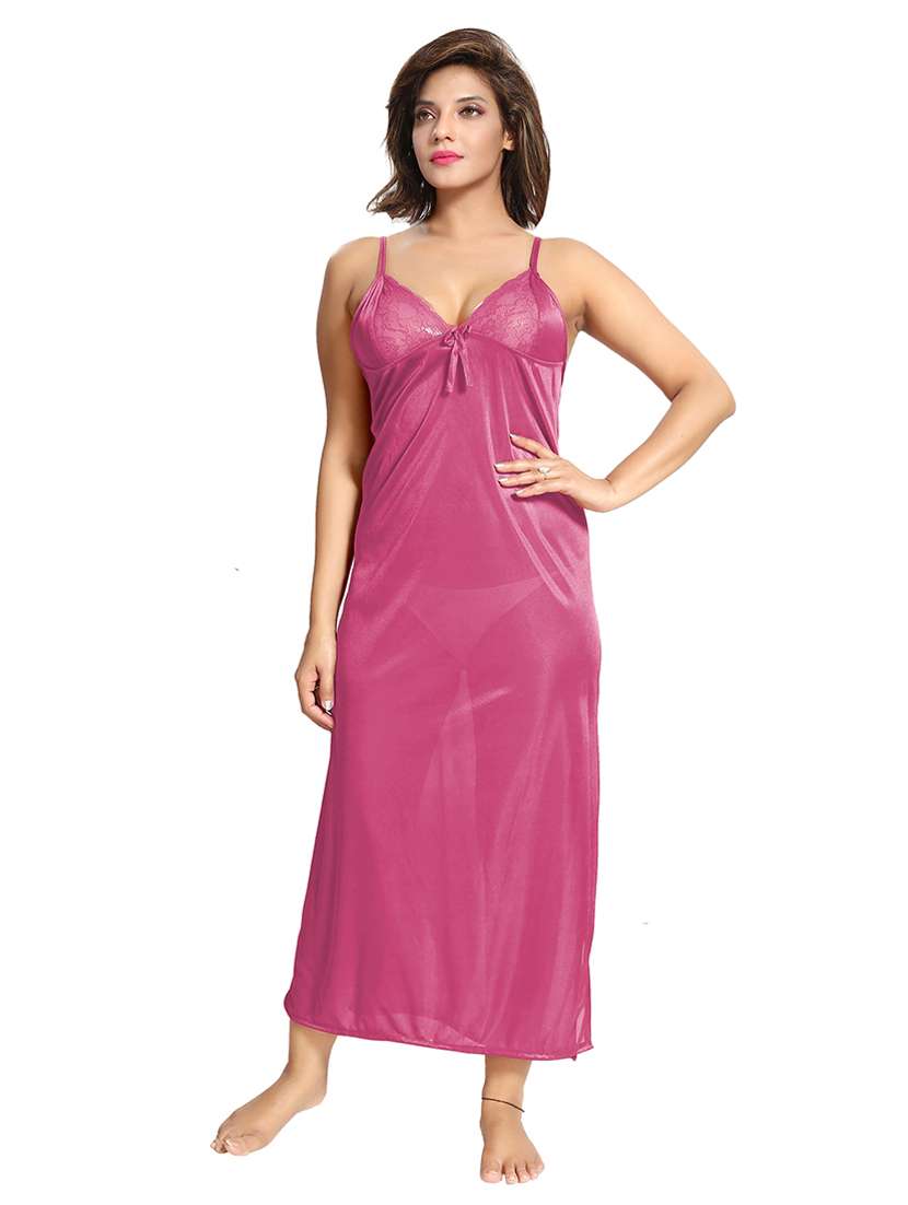 tie front lace detail nighty  - 18329010 -  Standard Image - 4