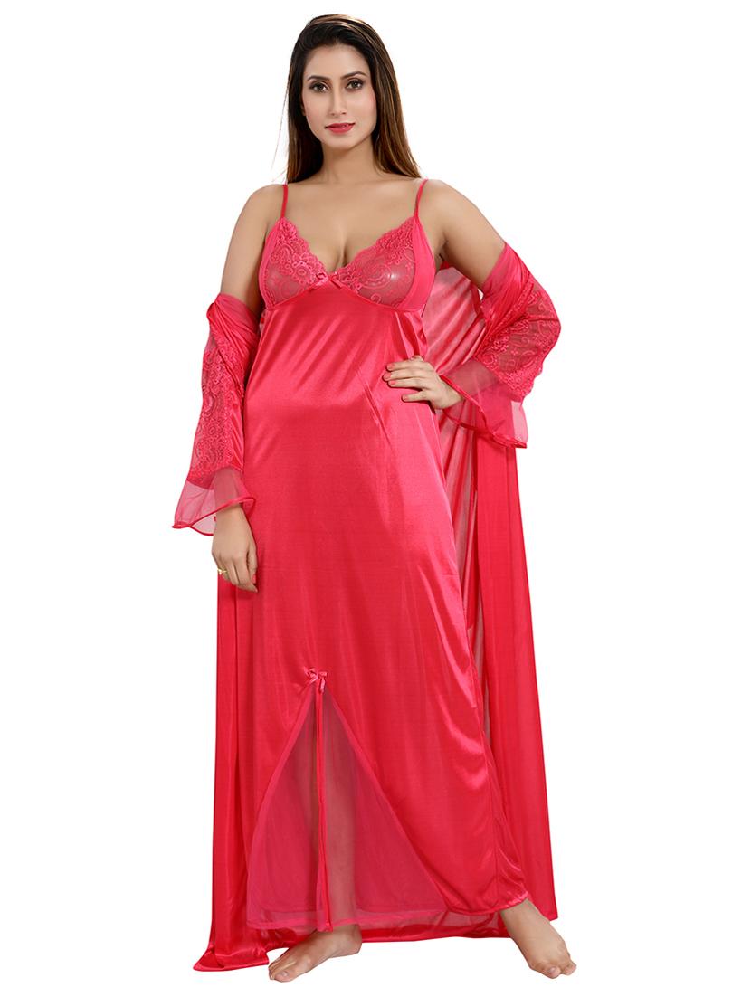 tie front lace detail nightwear set - 18329015 - Standard Image - 4