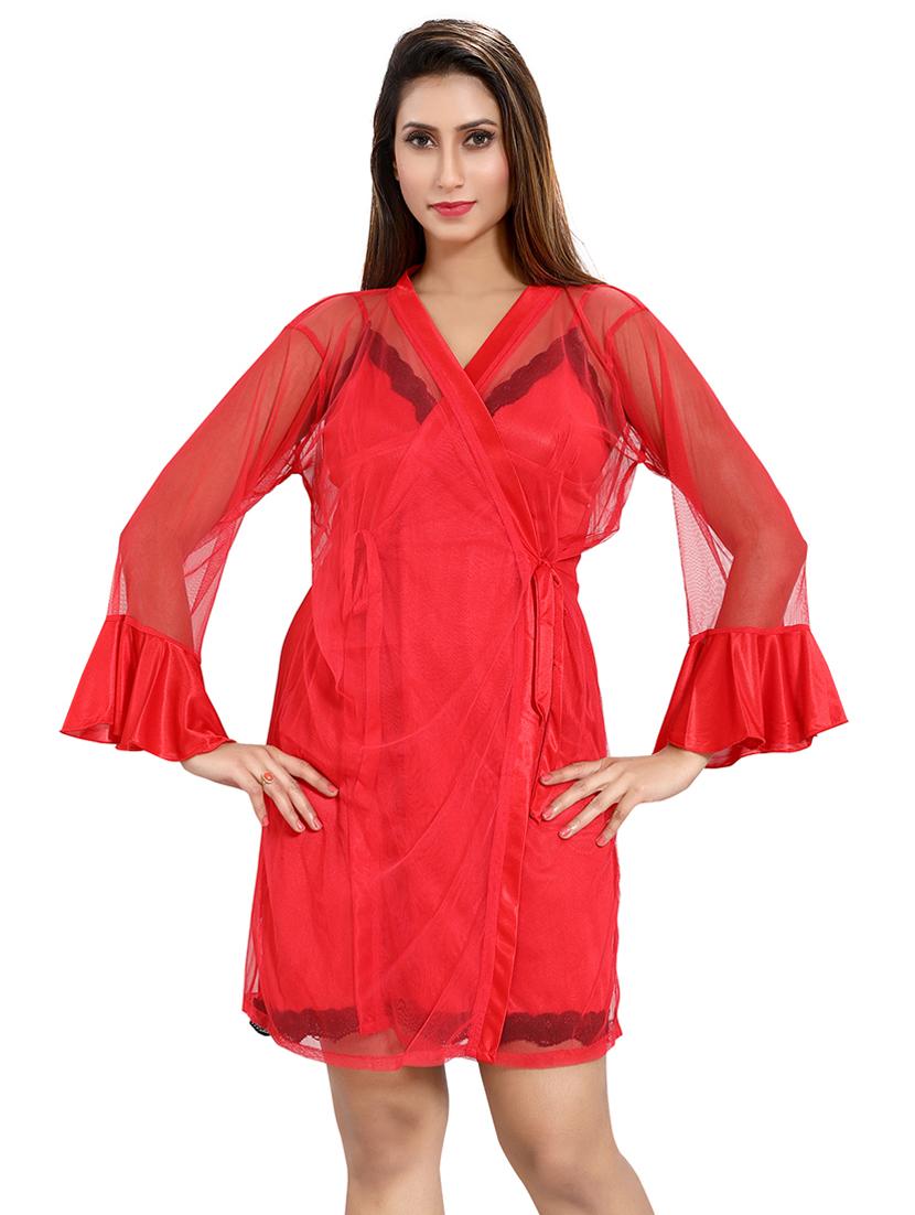 tie front lace detail nightwear set - 18329022 - Standard Image - 1