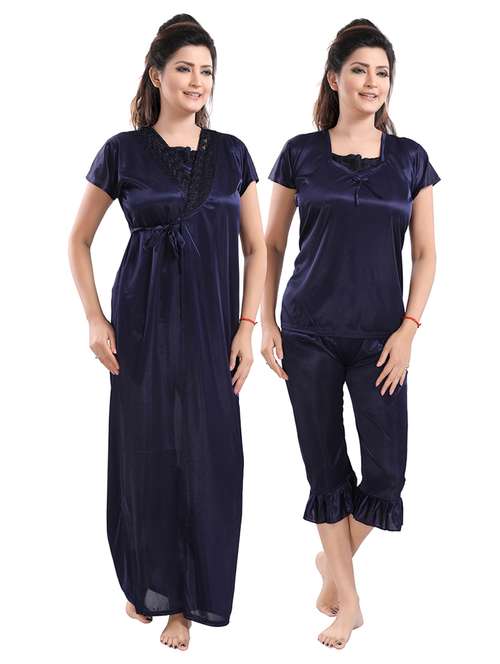 blue solid sleepwear robe set - 18329049 -  Standard Image - 0