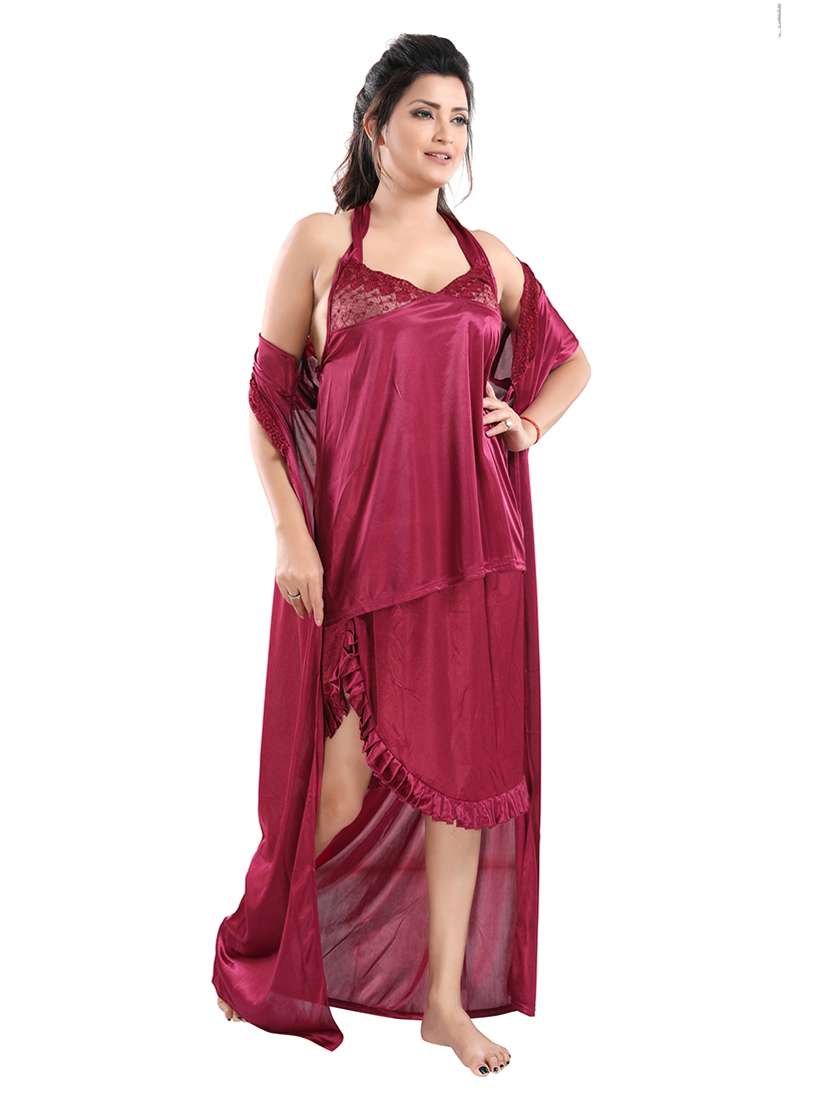 pink solid sleepwear robe set - 18329062 -  Standard Image - 4