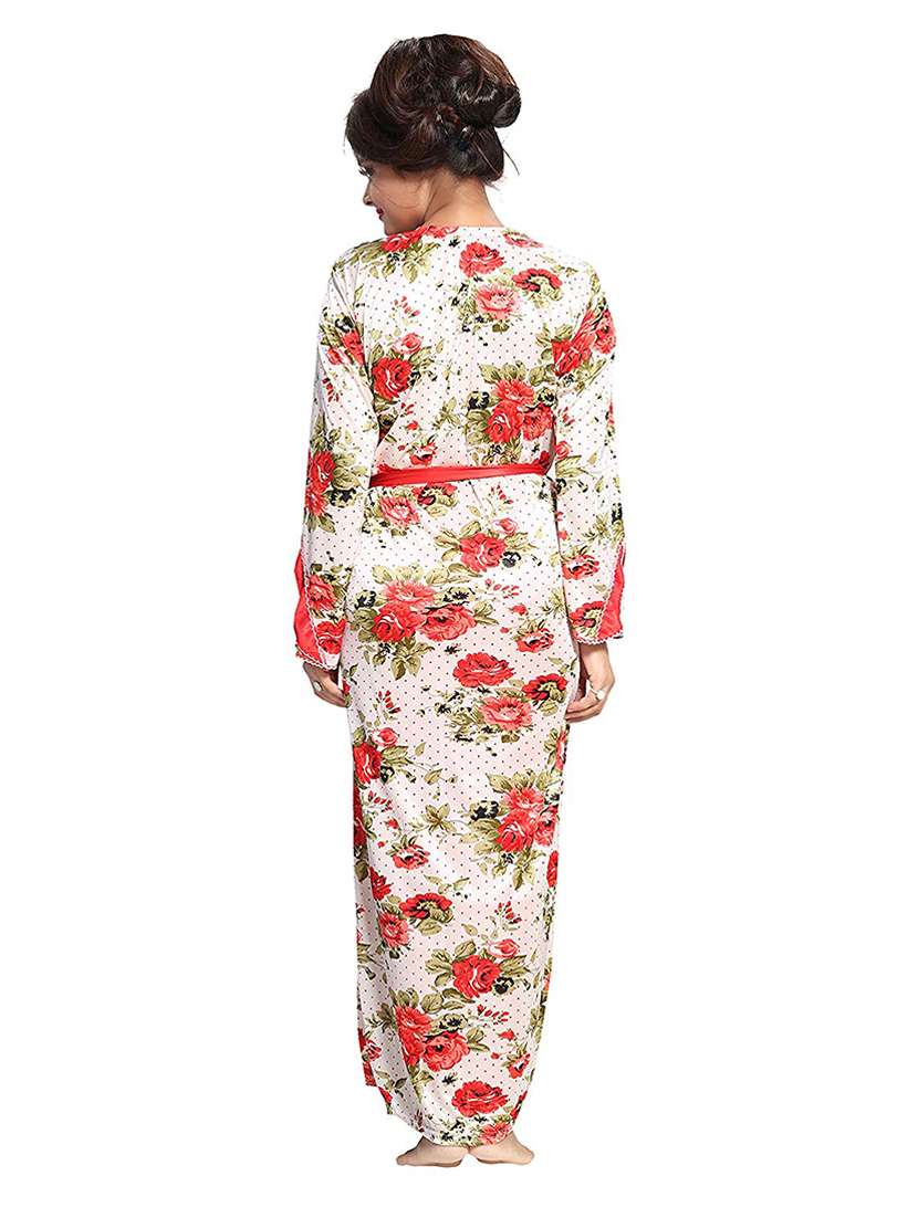 tie front floral combo nightwear set  - 18329114 -  Standard Image - 4