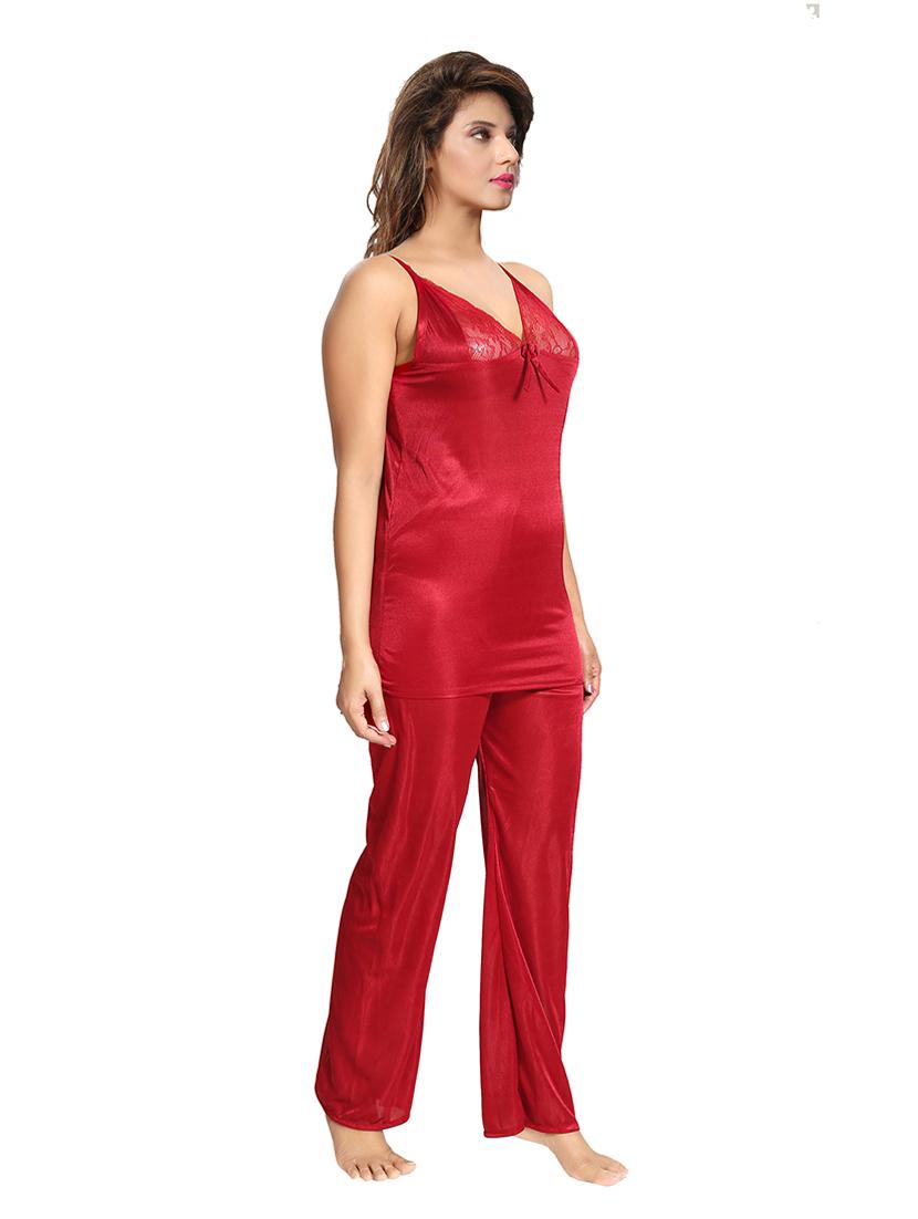 lace detail solid combo nightwear set - 18329133 - Standard Image - 1