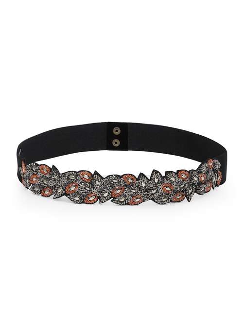 embellished wide belt with elastic & push button closure - 18329211 -  Standard Image - 0