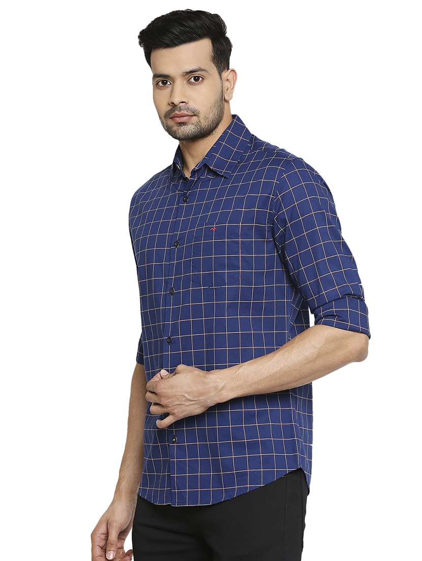 navy blue checked casual shirt - 18329395 -  Standard Image - 1
