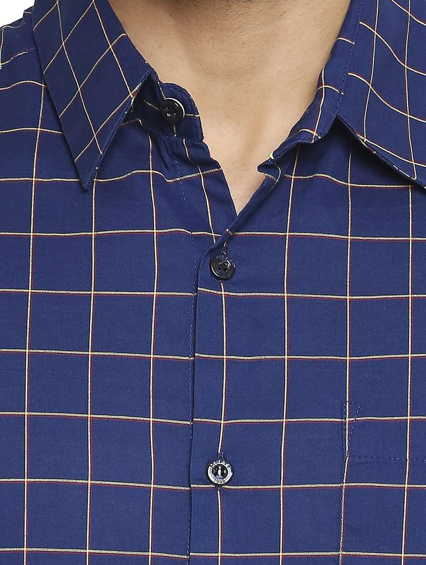 navy blue checked casual shirt - 18329395 -  Standard Image - 4