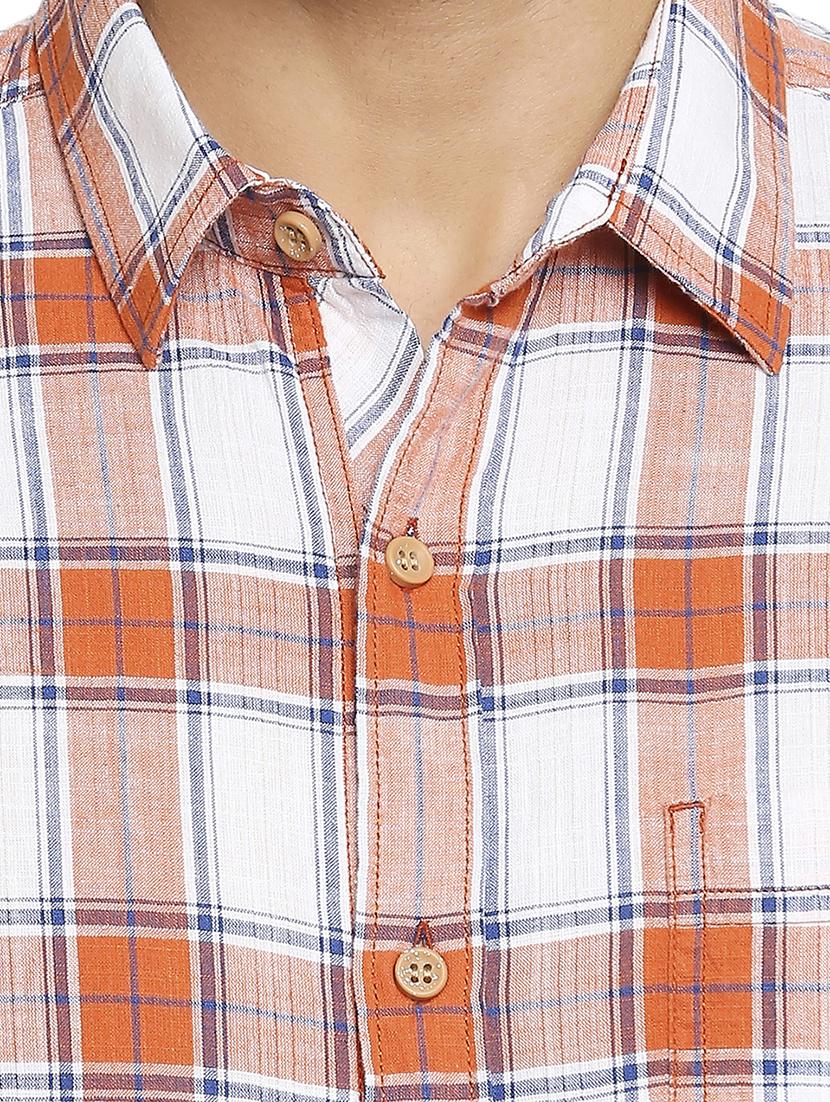 orange checked casual shirt - 18329400 - Standard Image - 4