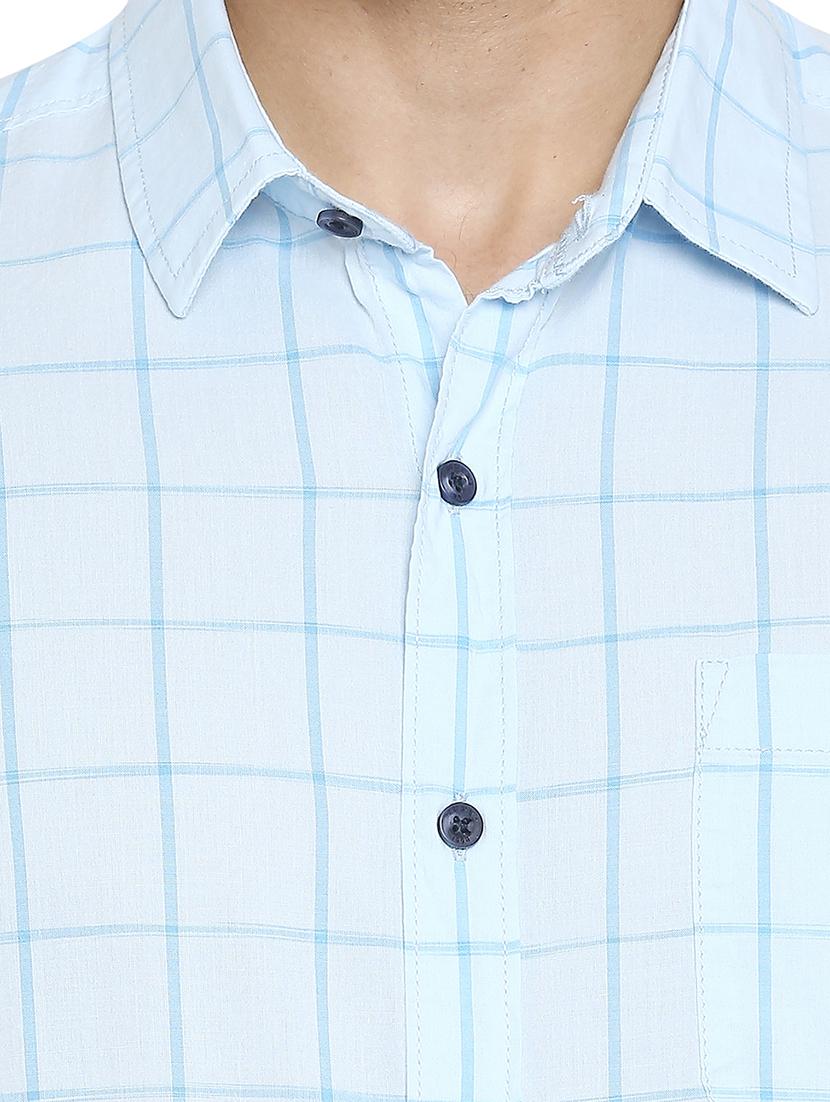 light blue checked casual shirt - 18329402 - Standard Image - 4