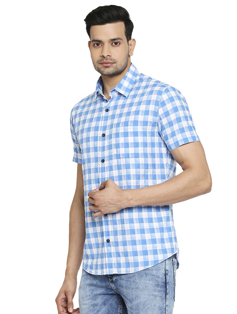 light blue checked casual shirt - 18329403 -  Standard Image - 1