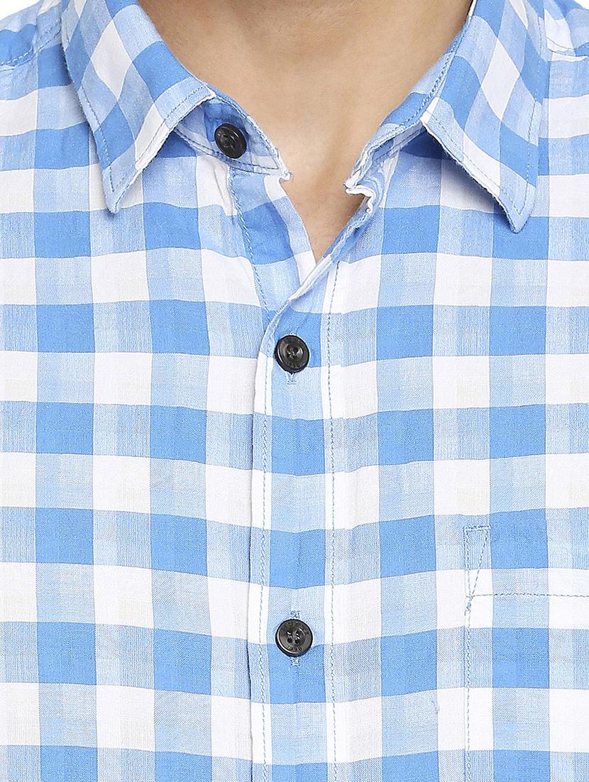 light blue checked casual shirt - 18329403 - Standard Image - 4