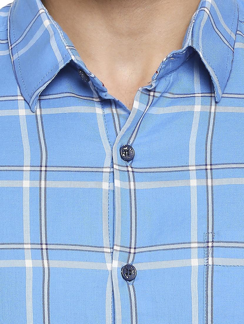 light blue checked casual shirt - 18329405 - Standard Image - 4