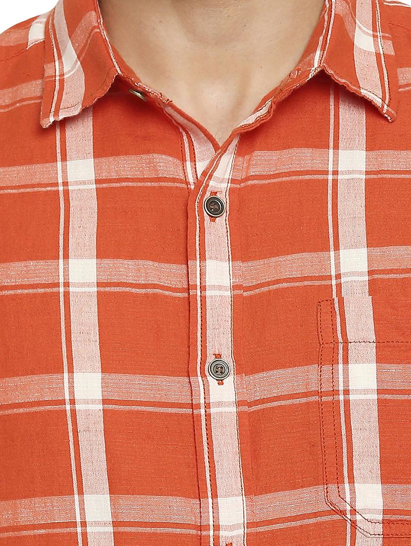 orange checked casual shirt - 18329417 - Standard Image - 4