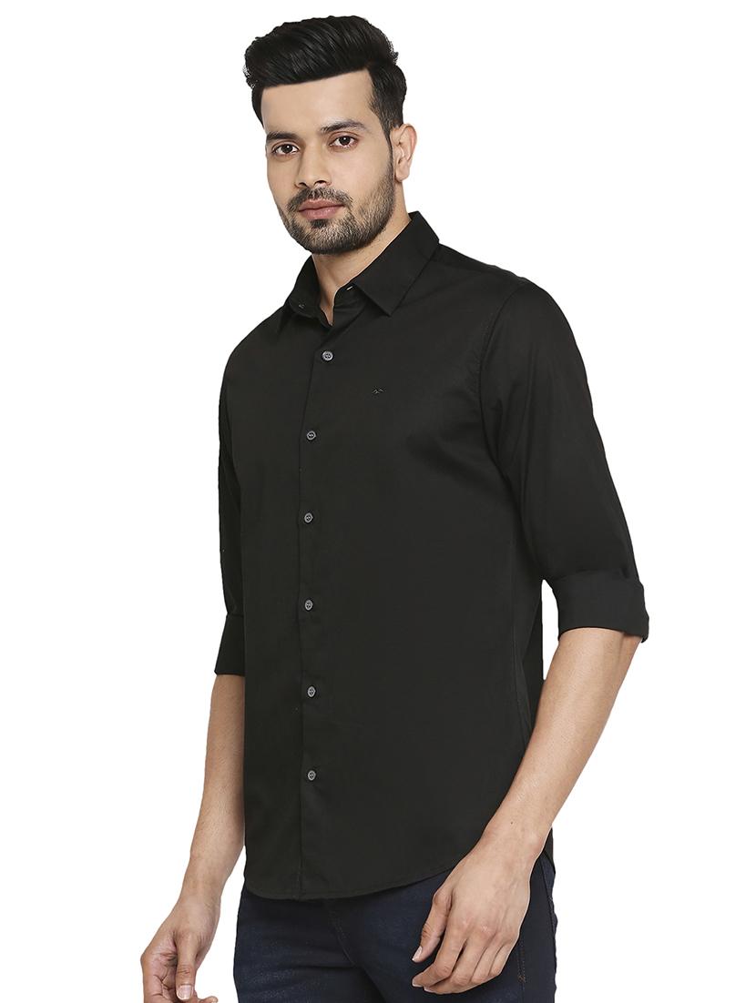 black solid casual shirt - 18329470 - Standard Image - 1