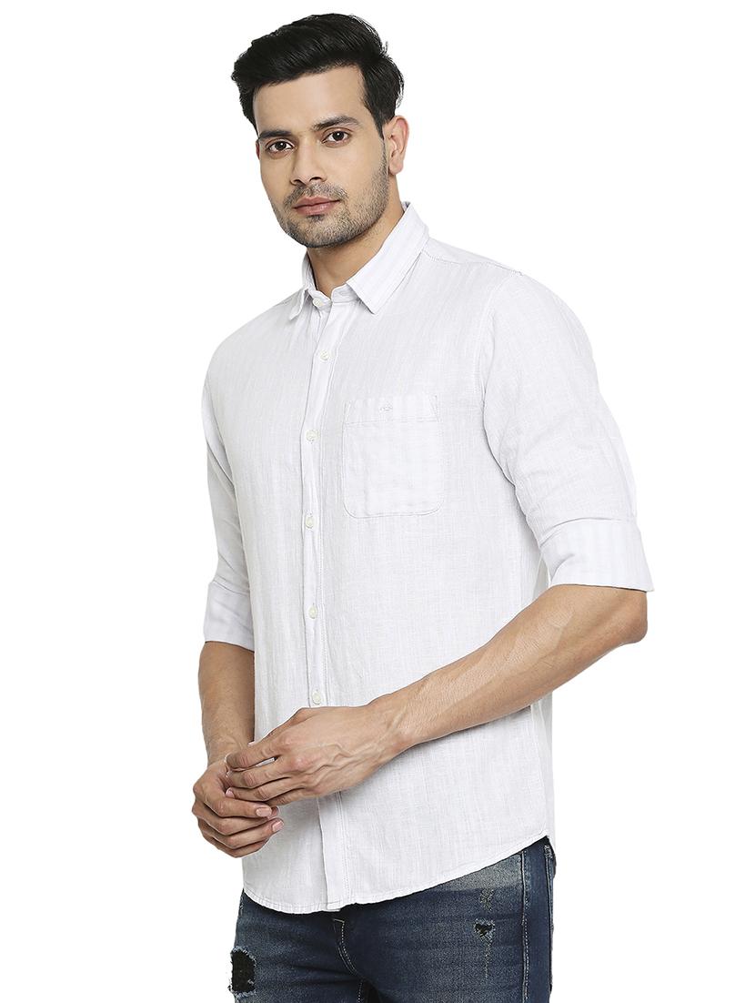 grey solid casual shirt - 18329474 - Standard Image - 1