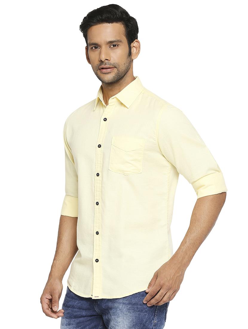 yellow solid casual shirt - 18329488 - Standard Image - 1