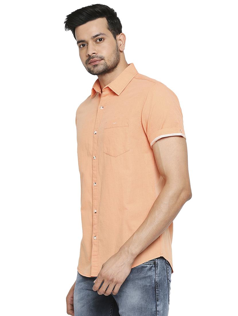 orange solid casual shirt - 18329499 - Standard Image - 1