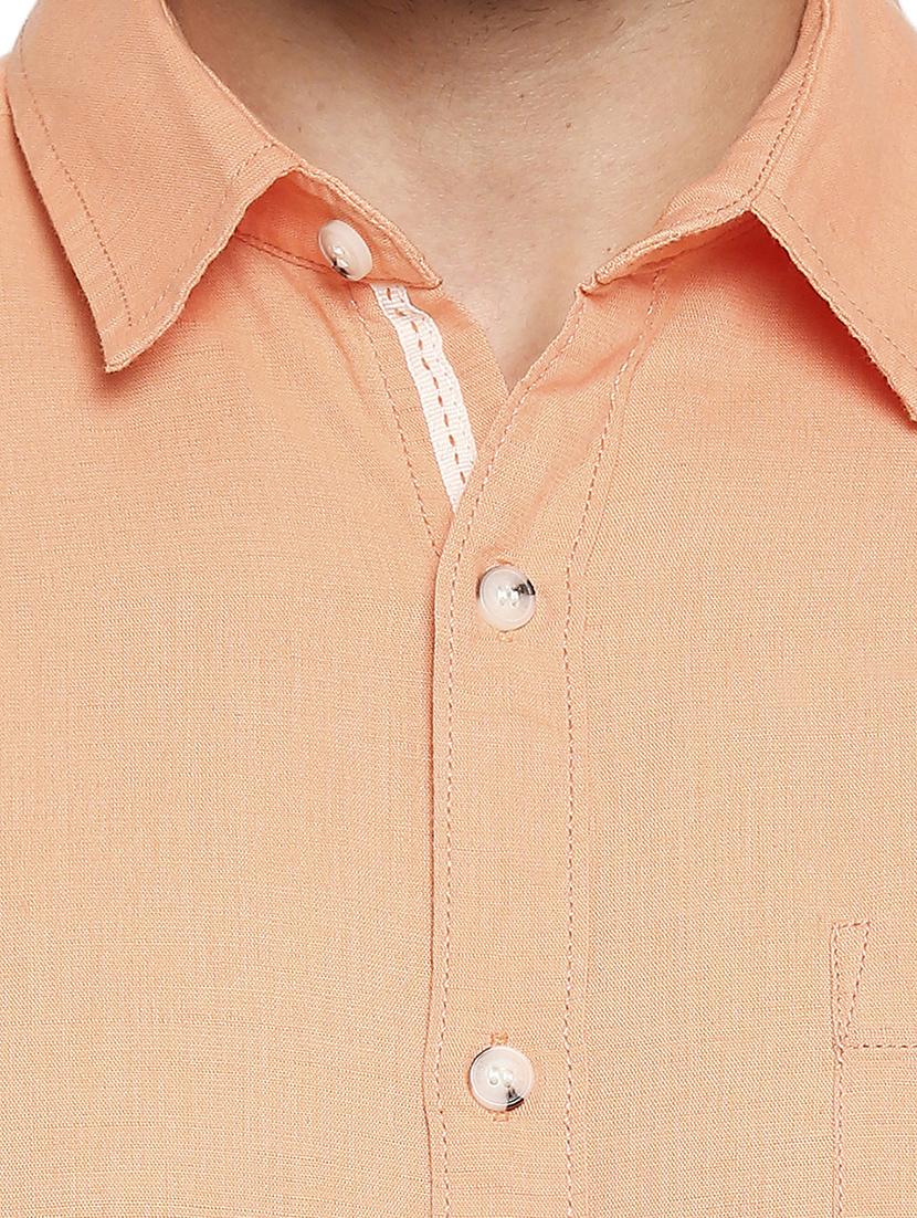 orange solid casual shirt - 18329499 - Standard Image - 4