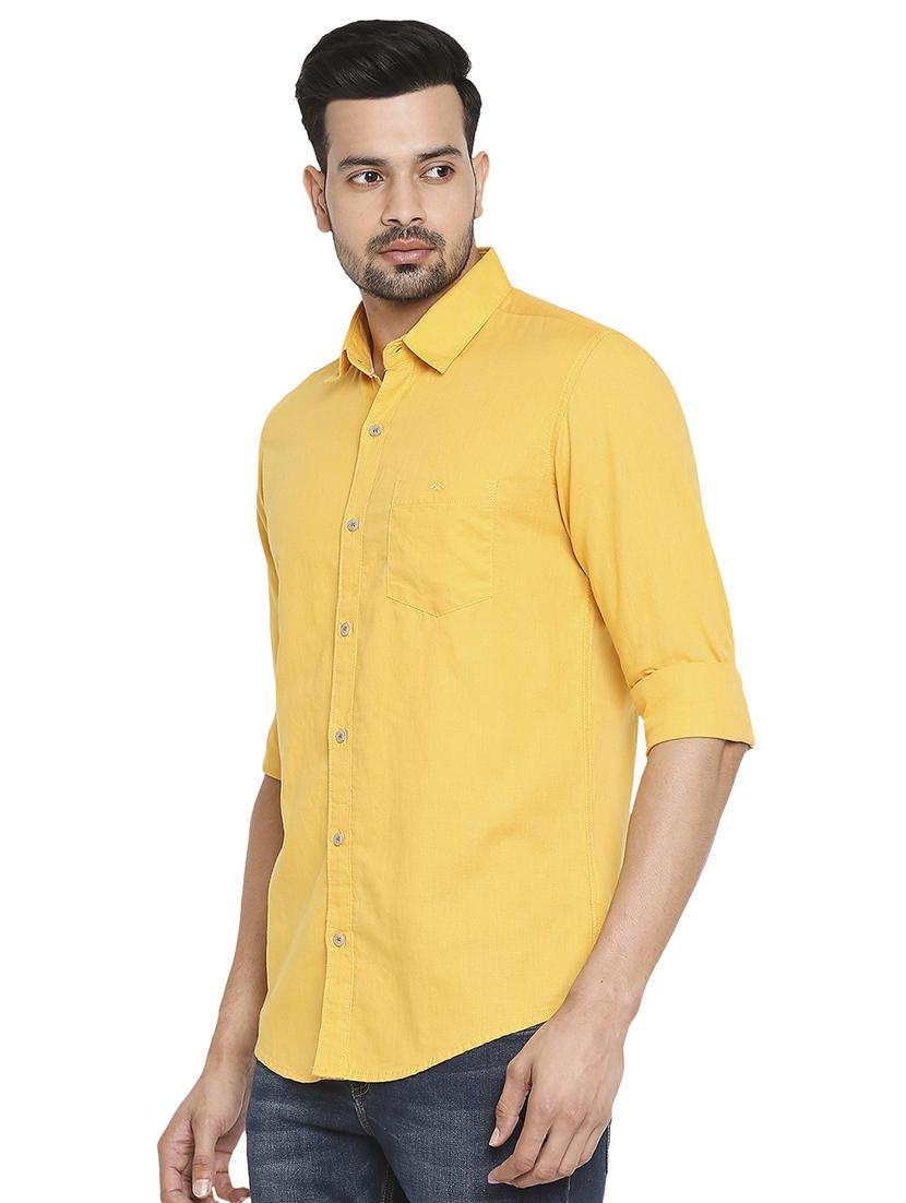 yellow solid casual shirt - 18329502 - Standard Image - 1