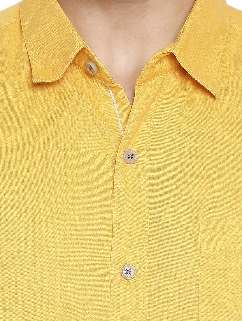 yellow solid casual shirt - 18329502 - Standard Image - 4
