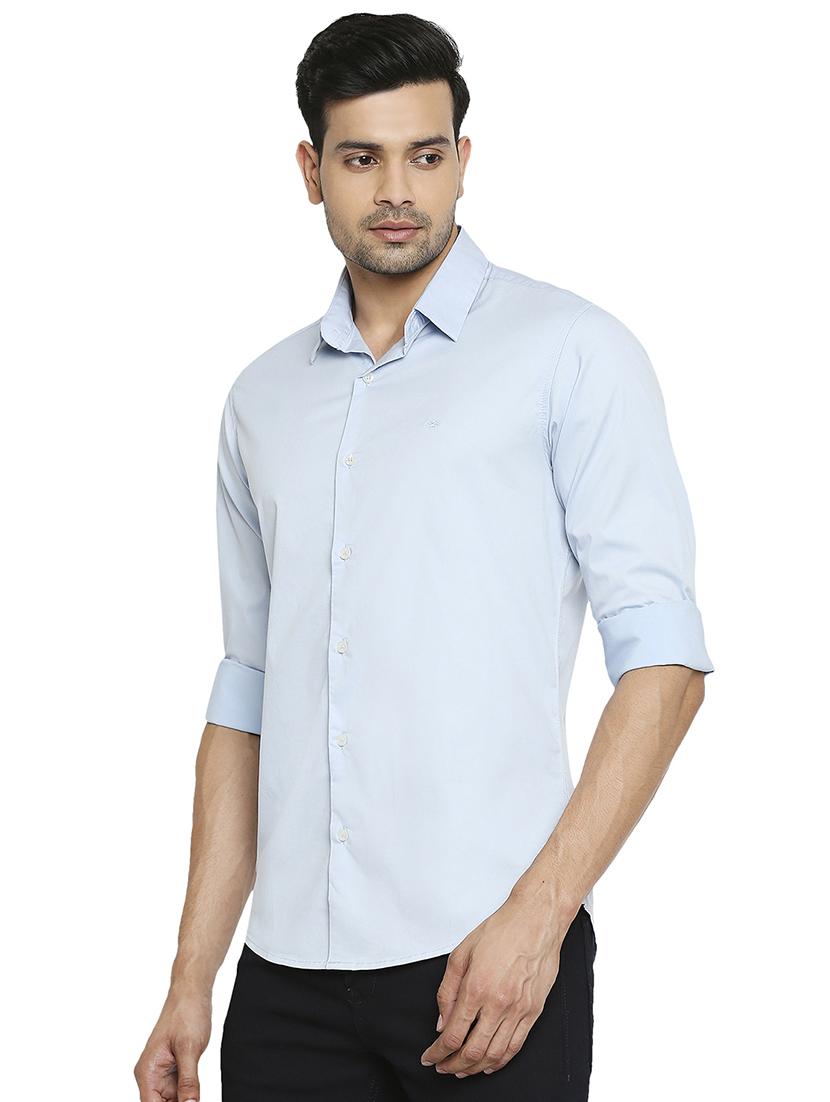 light blue solid casual shirt - 18329505 -  Standard Image - 1