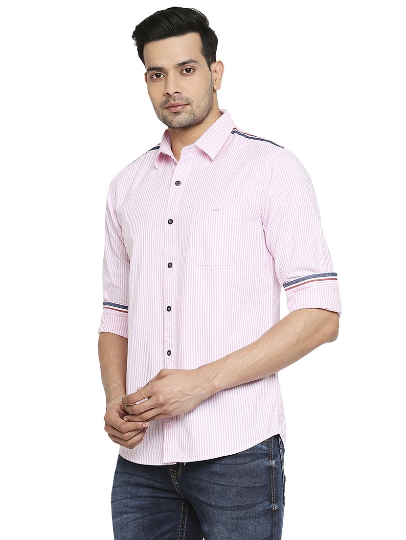 pink striped casual shirt - 18329513 - Standard Image - 1