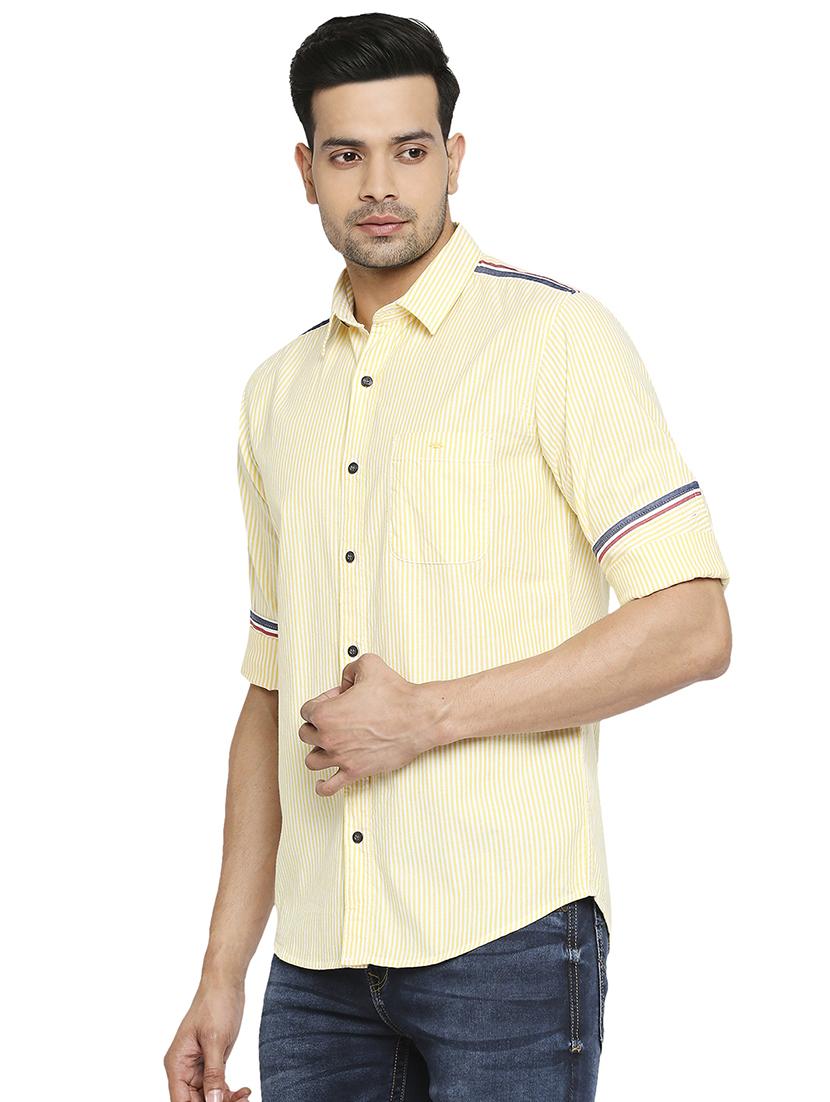 yellow striped casual shirt - 18329514 - Standard Image - 1