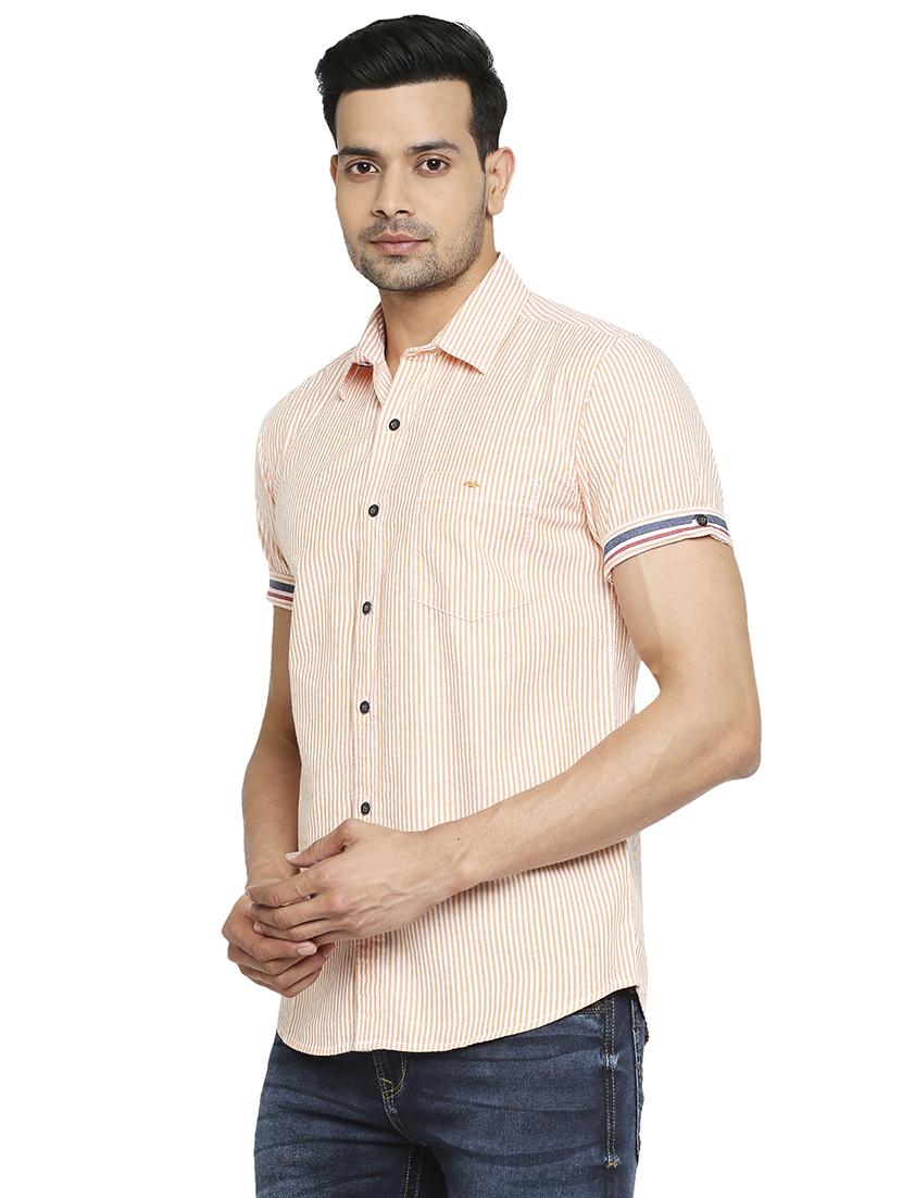 orange striped casual shirt - 18329531 - Standard Image - 1