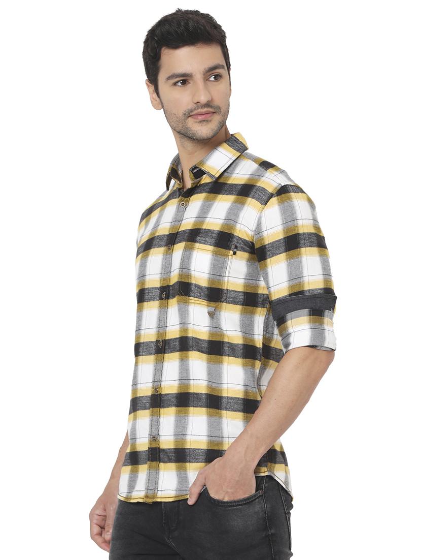 yellow checked casual shirt - 18329571 - Standard Image - 1
