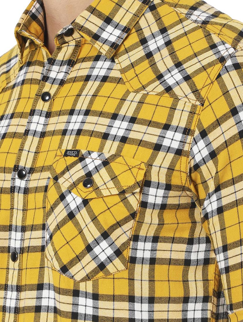 yellow checked casual shirt - 18329600 - Standard Image - 4