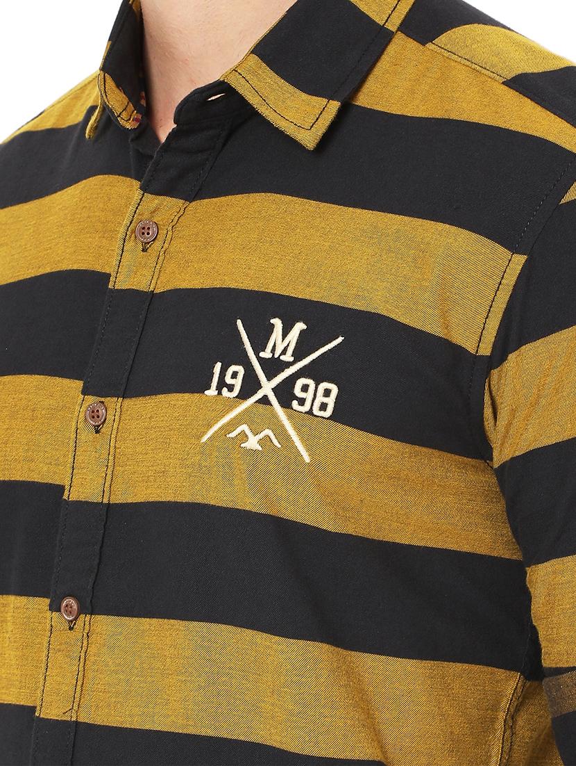 yellow striped casual shirt - 18329603 - Standard Image - 4