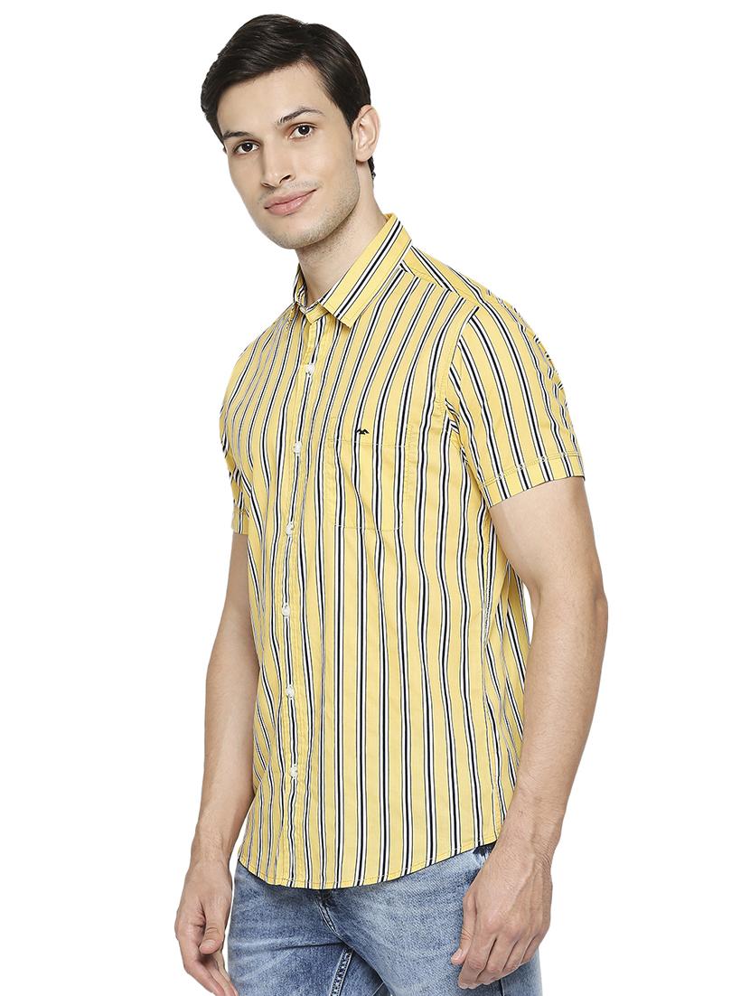 yellow striped casual shirt - 18329636 - Standard Image - 1