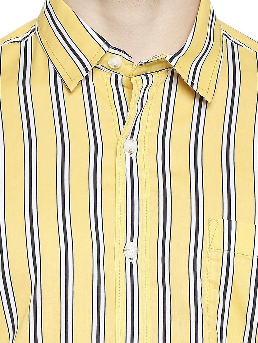 yellow striped casual shirt - 18329636 - Standard Image - 4