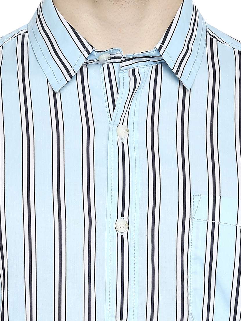 light blue striped casual shirt - 18329639 - Standard Image - 4