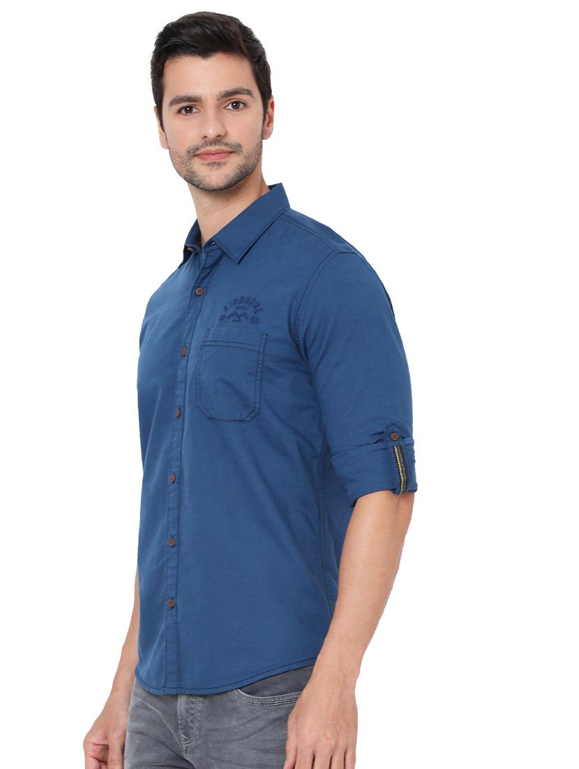 blue solid casual shirt - 18329721 -  Standard Image - 1