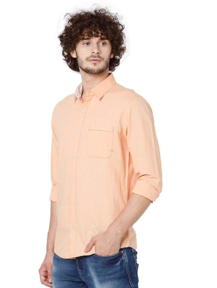 orange solid casual shirt - 18329765 - Standard Image - 1