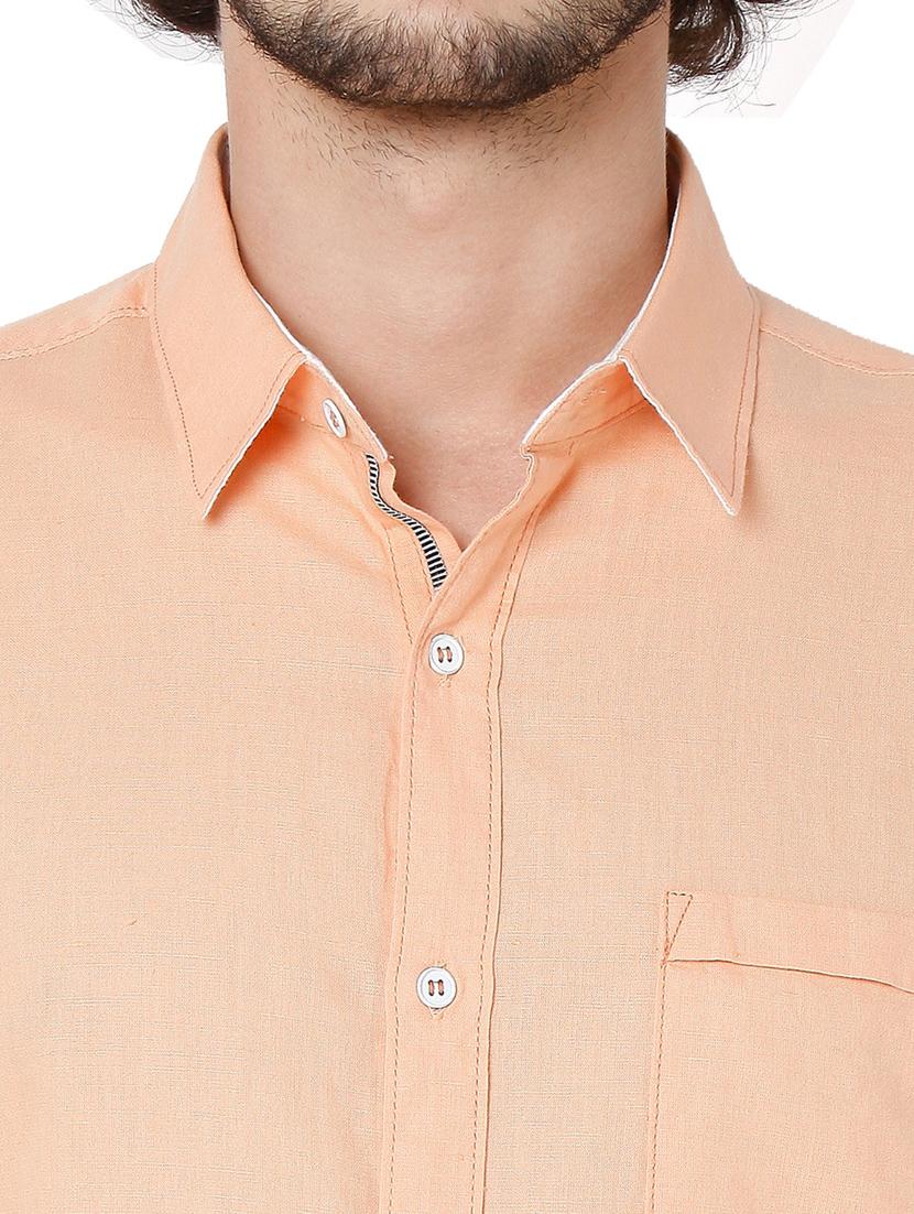 orange solid casual shirt - 18329765 - Standard Image - 4