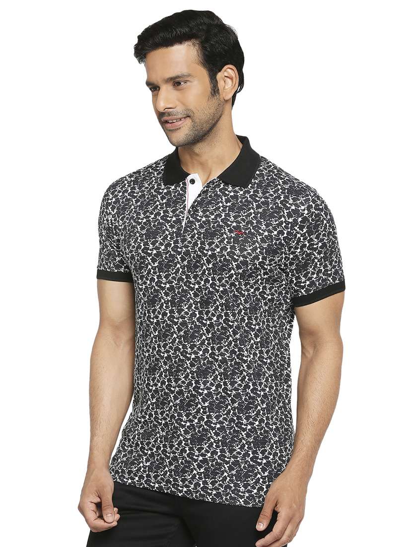 black printed polo t-shirt - 18329880 - Standard Image - 1