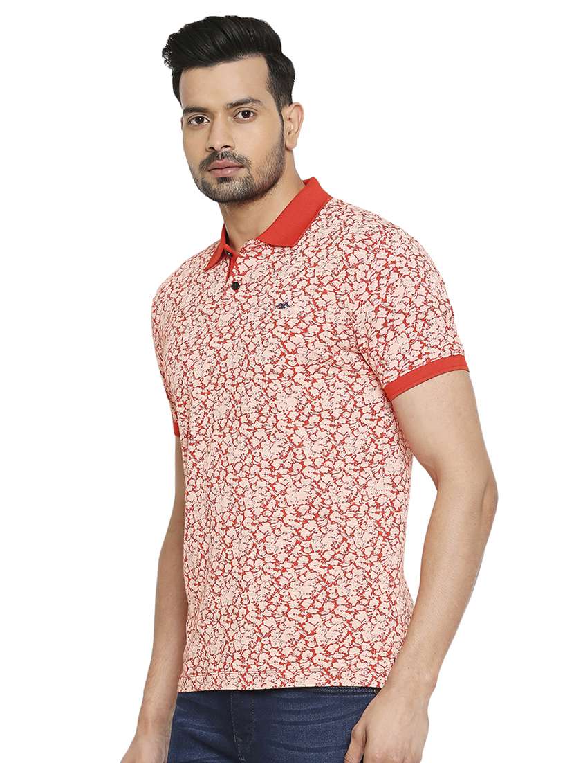 orange printed polo t-shirt - 18329881 - Standard Image - 1
