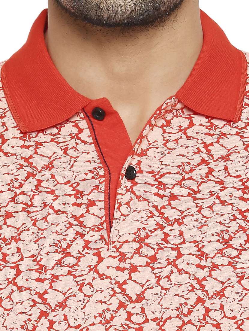 orange printed polo t-shirt - 18329881 - Standard Image - 4