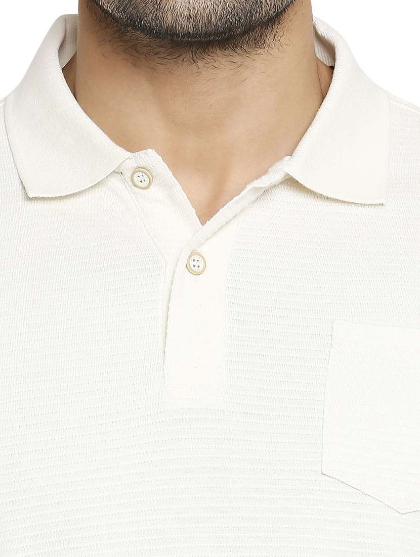 white solid polo t-shirt - 18329935 - Standard Image - 4