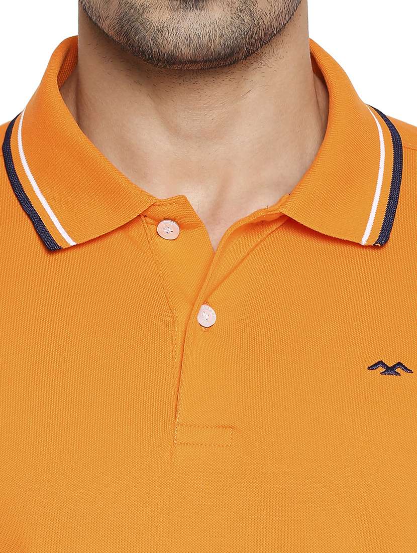 orange solid polo t-shirt - 18329941 - Standard Image - 4