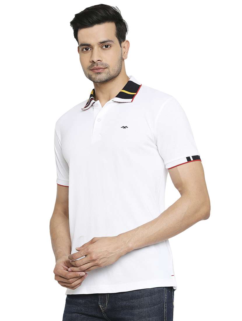 white solid polo t-shirt  - 18329945 -  Standard Image - 1