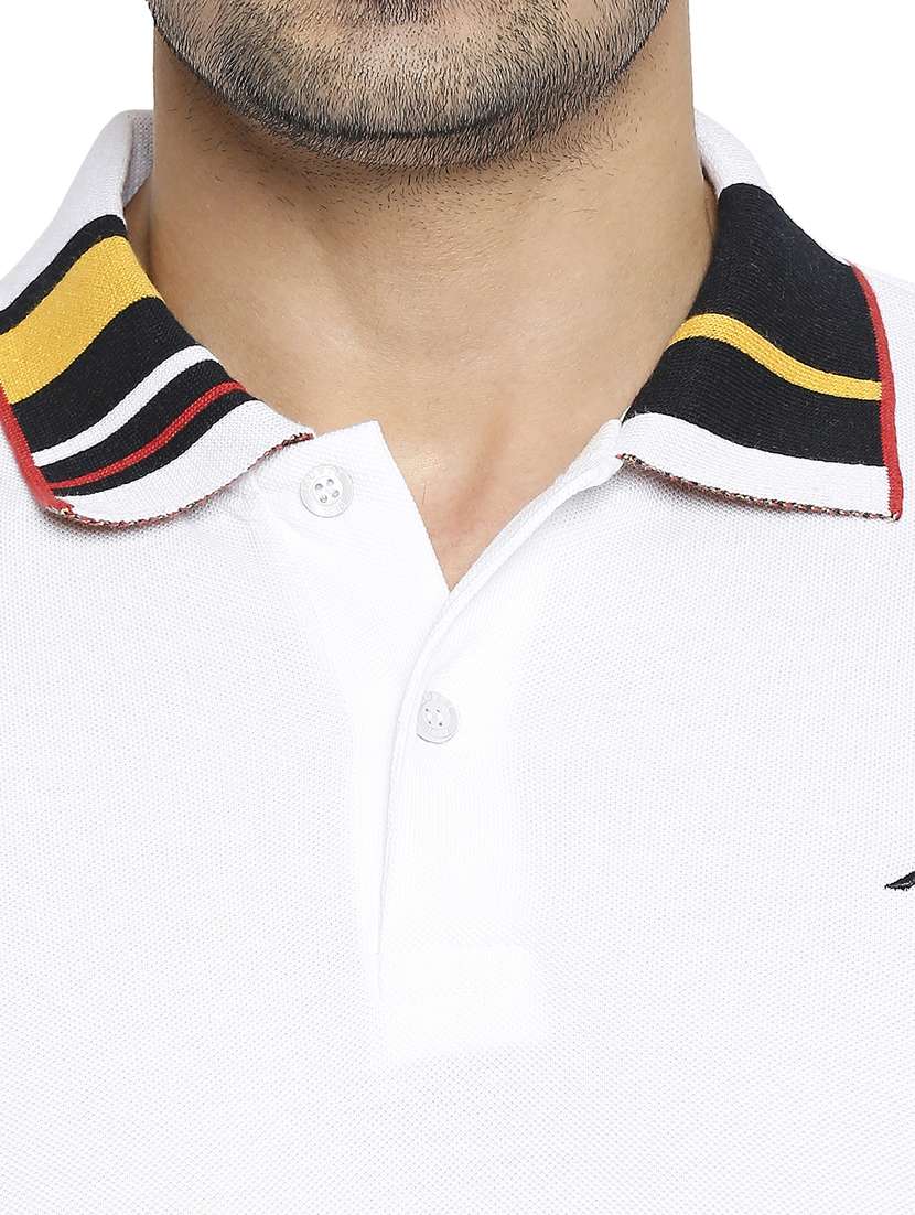 white solid polo t-shirt - 18329945 - Standard Image - 4
