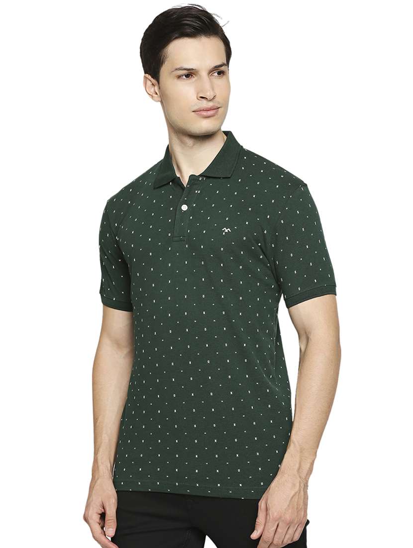 green printed polo t-shirt - 18329978 - Standard Image - 1